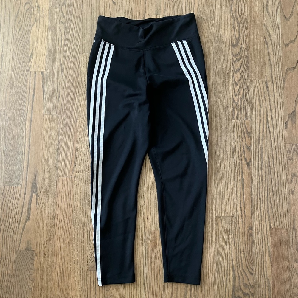 Adidas Women’s Aeroready Classic Black with White 3 Stripe 7/8 Ankle Leggings